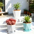 thumbnail image 6 of HomelyJoy Nordic Geometric Flower Pot, 14.5x5 Inch Yellow Plastic Planter with Bottom Drainage Holes for Window Sill Balcony Patio Garden, No Tray, 6 of 7