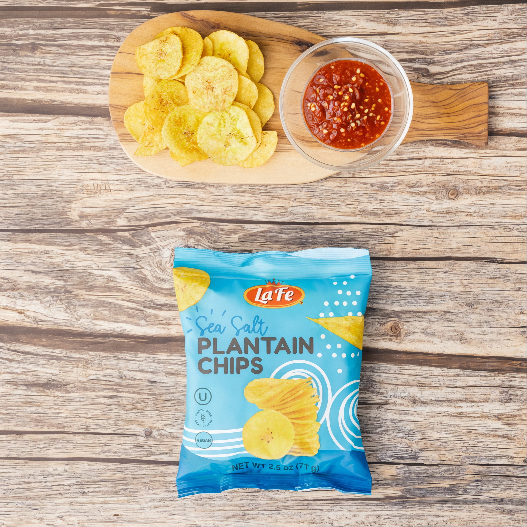 (2 pack) La Fe Green Plantain Chips. 24x3 oz Bags