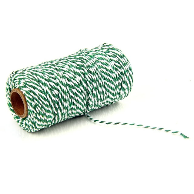 Decodeary 2mm 100m DIY Cotton Thread Cord String Colorful Cord String Strap Decorative Rope Wire Clothes Making Supplies green + white 1Set