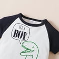 thumbnail image 5 of Kucnuzki 6 Months Baby Boy Summer Outfits Shorts Sets 9 Months Short Sleeve Color-Blocked Dinosaur Prints T-Shirt Tops WalkShorts 2PCS Set White, 5 of 9