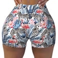 thumbnail image 2 of Logiee Flamingo And Zebra Print Women's Biker Shorts,Workout Gym Shorts,Scrunch Shorts,Tummy Control Hidden Scrunch Running Yoga Shorts-Medium, 2 of 8