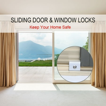 Dual Sliding Door Aluminum Alloy Sliding Window Door Locks Transom Window Door Dual Screws Stopper with Key ()