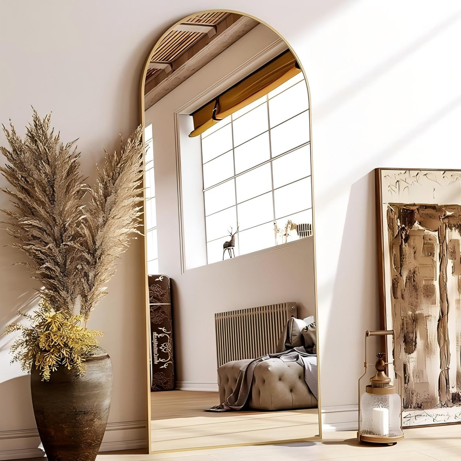 Lumora 68"x 22" Arch Full Body Mirror Full Length Mirror with Stand Modern ,Gold