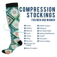 thumbnail image 2 of FORMRS Womens Knee High Socks Casual Long Thick Travel Daily Wear, 2 Pairs, Green Geometric Flowers, 2 of 6