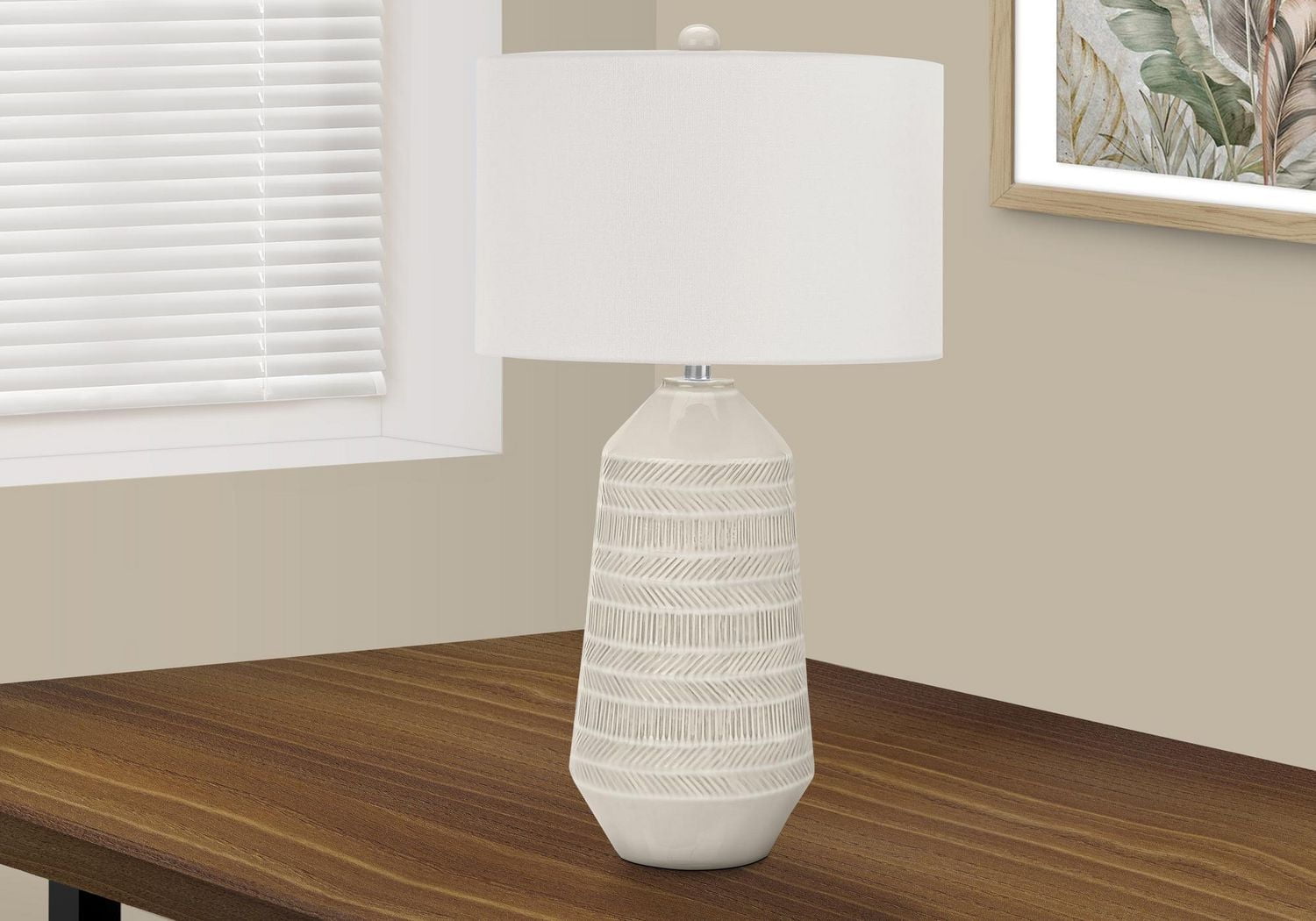 Monarch Specialties Lighting, 33"h, Table Lamp, Ivory / Cream Shade, Cream Ceramic, Contemporary