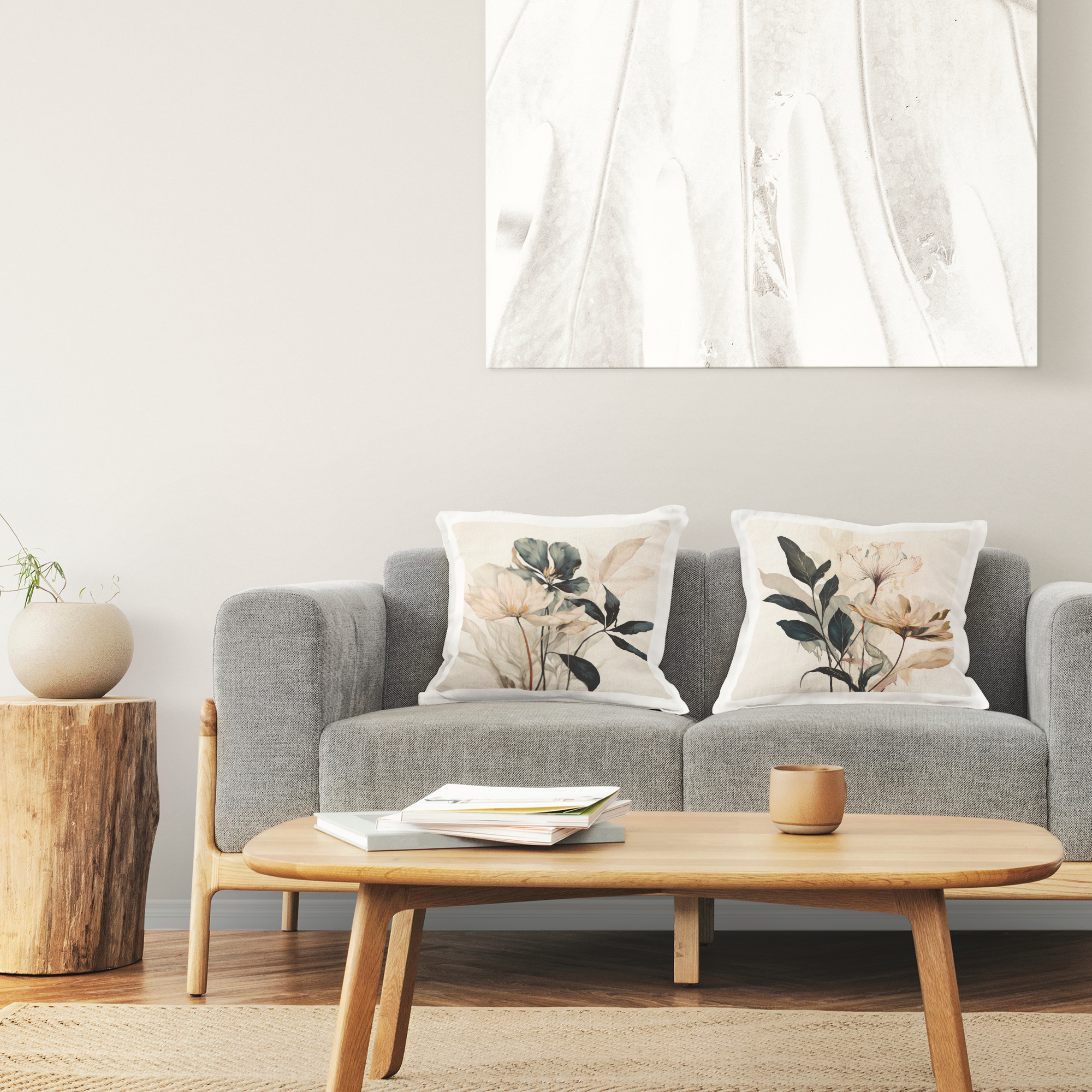 Stupell Industries Neutral Hued Floral Bunches Decorative Printed Throw Pillow Design by Lazar Studio.