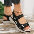 thumbnail image 3 of Women's Orthopedic Platform Sandals Comfortable Slip on Open Toe Wedge Slides Summer Walking Casual Arch Support Shoes with Cushioned Sole 2-Black Size 8, 3 of 5