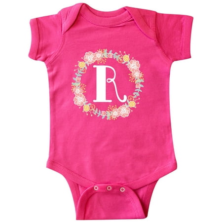 

Inktastic Monogram Letter R Rose Floral Wreath Gift Baby Girl Bodysuit