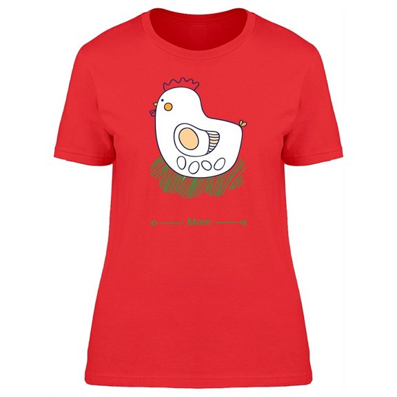 Cute Chicken Mom Doodle Cartoon T-Shirt Women -Image by Shutterstock, Female Small