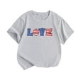 thumbnail image 2 of MKOSPLRT T-Shirts 4 Juillet Fille Manches Courtes Col Rond T-Shirts Fête de l'Indépendance T-Shirts Amusants Lettres d'Amour Graphiques T-Shirts Étoiles et Rayures, 2 of 3