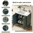 thumbnail image 6 of 30" Vintage Bathroom Vanity with Rectangle Ceramic Sink, Bathroom Vanity Cabinet with Antique knobs, Bathroom Storage Cabinet with Rubber Wood Legs and Adjustable shelves, Antique Teal (Blue Green), 6 of 7
