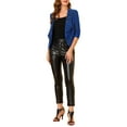 thumbnail image 2 of INSPIRE CHIC Women's Sparkle Long Sleeve Draped Collar Cropped Cardigan M Blue, 2 of 7