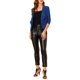 thumbnail image 2 of Cárdigan corto con cuello drapeado de manga larga con brillo de INSPIRE CHIC para mujer XS Azul, 2 of 7