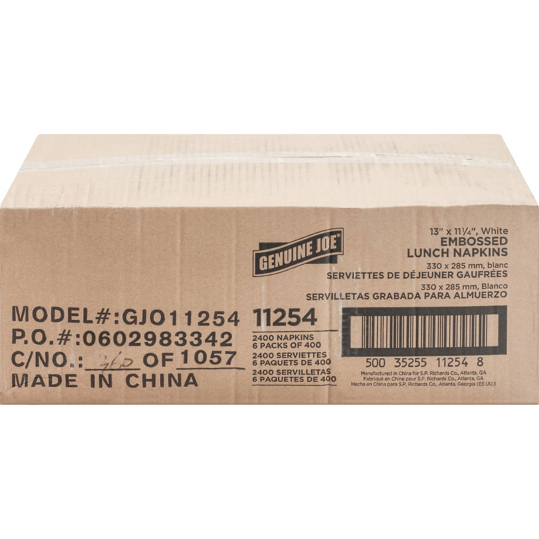 Genuine Joe Solutions Embossed Lunch Napkins -13 inch X 11.25 inch, White