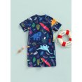 thumbnail image 5 of Musuos Toddler Boys One-Piece Swimsuit, Summer Short Sleeve Cartoon Animal Sun Protection Bathing Suit, 5 of 10