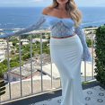thumbnail image 4 of Lace Crop Tops for Women with Long Sleeves and Off-Shoulder Design, 4 of 8