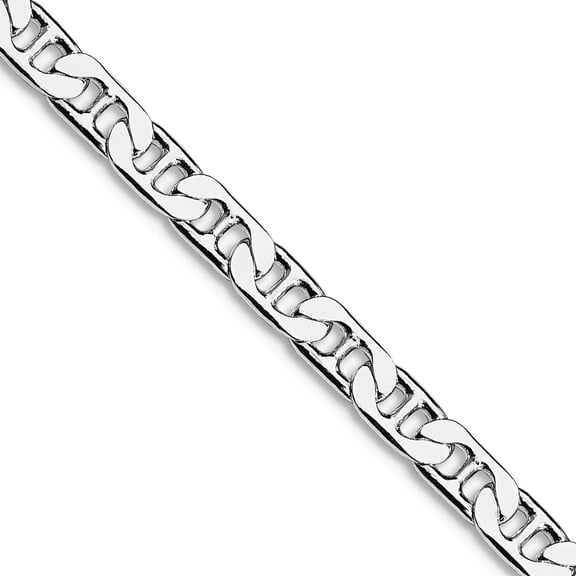 925 Sterling Silver Rhodium Plated 3.75mm Flat Nautical Ship Mariner Anchor Chain Necklace 18 Inch Chain Necklace for Wo
