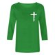 thumbnail image 2 of Mujeres Tres Cuartos de Manga Tops Moda Impresa Suelta Casual Cuello Redondo Suéter Blusa con Mangas 3/4, Mezcla de Poliéster para el Uso Diario de Verano, 2 of 5