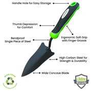 Garden Guru Garden Tool Set 3pc Hand Trowel Transplanter Cultivator – Heavy Duty Rust Resistant Carbon Steel - Ergonomic Comfort Grip Handle – Perfect Gardening Tool Kit Gifts for Women & Men