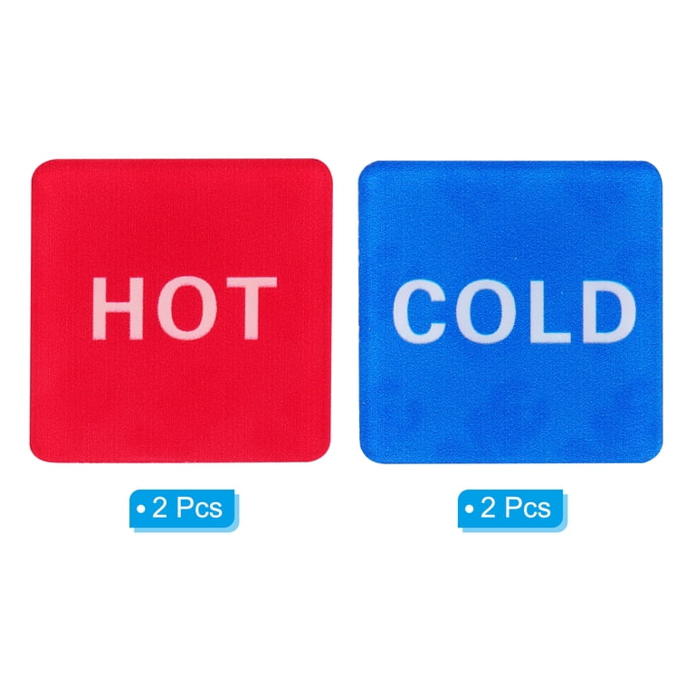 Hot Cold Water Labels – Waterproof Faucet Indicator Stickers, 20-Pack, 0.35 Inch Diameter PP Decals