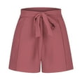 thumbnail image 4 of JGGSPWM Women's Casual Elastic Waist Bowknot Summer Shorts with Pockets 15-Pink S, 4 of 6