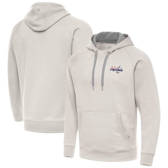 Men's Antigua Cream Washington Capitals Victory Pullover Hoodie
