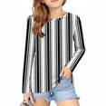 thumbnail image 2 of Ashirexll Girls Long Sleeve Shirts, Fall Shirts, Girls Long Sleeve Shirts Fashion Striped Shirts Cute Round Neck Casual Blouses Clothes, 2 of 5