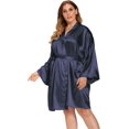 thumbnail image 3 of GFDYREE Women's Plus Size Satin Robes Plus Size Silky Kimonos Robes Sleepwear,Short, 3 of 4
