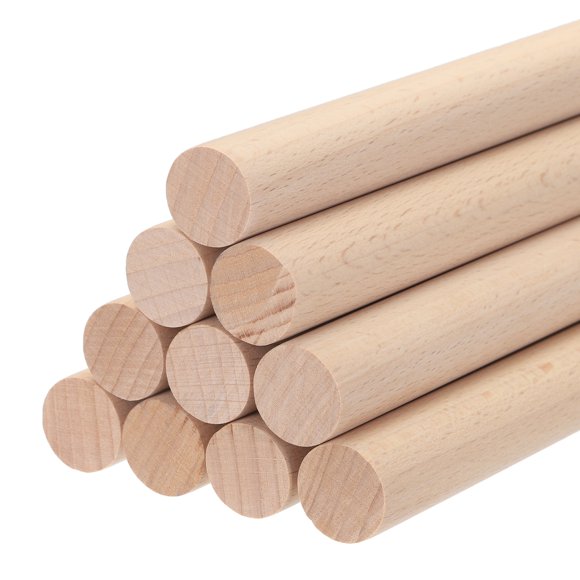 Unique Bargains Wooden Dowel Rods Wood Sticks, 12'x0.79' Round Wooden Dowels Rod for DIY, Arts Decoration, Crafts Wand, 10pcs
