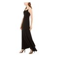 thumbnail image 3 of ADRIANNA PAPELL Womens Black Spaghetti Strap Cowl Neck Full-Length Evening Fit + Flare Dress 2, 3 of 5