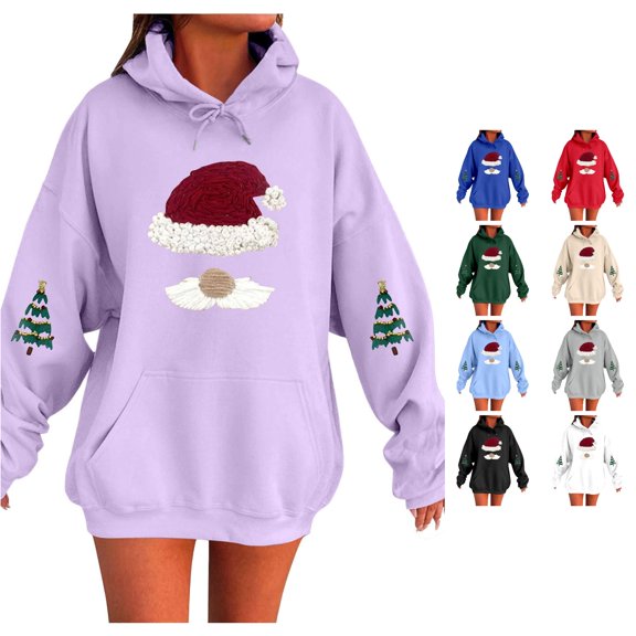 NinXxx Women's Letter Print Hooded Sweatshirt Long Sleeve Casual Pullover Purple XL