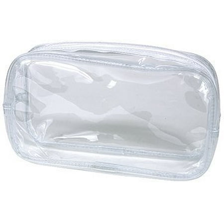 Clear Vinyl Zippered Cosmetic Bag Carry Case Travel Makeup - 0