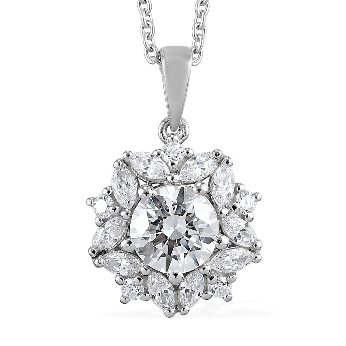 Shop LC Birthday Gifts 925 Sterling Silver Round Made with Swarovski Zirconia Necklace LUSTRO