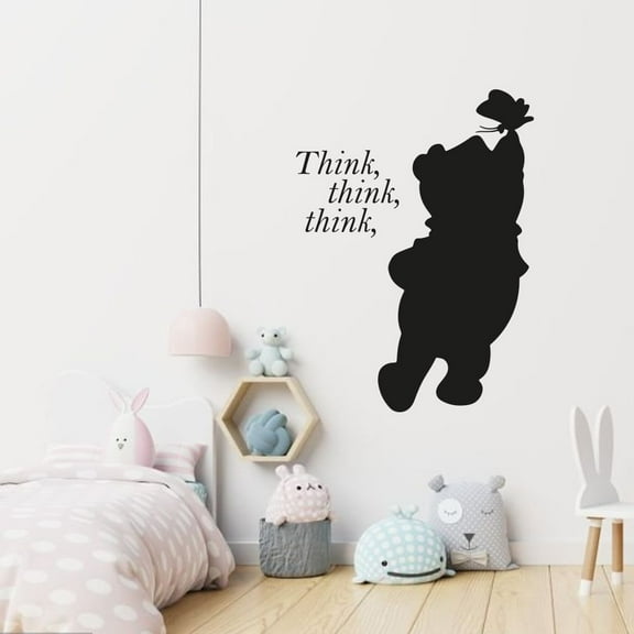 Think, Think, Think Winnie The Pooh Cute Sillhouette Butterfly Vinyl Wall Sticker Wall Decal Wall Art Décor Home Room Kids Room Boys Girls Room Pooh Lover Living Room Decoration Size (30x22 inch)