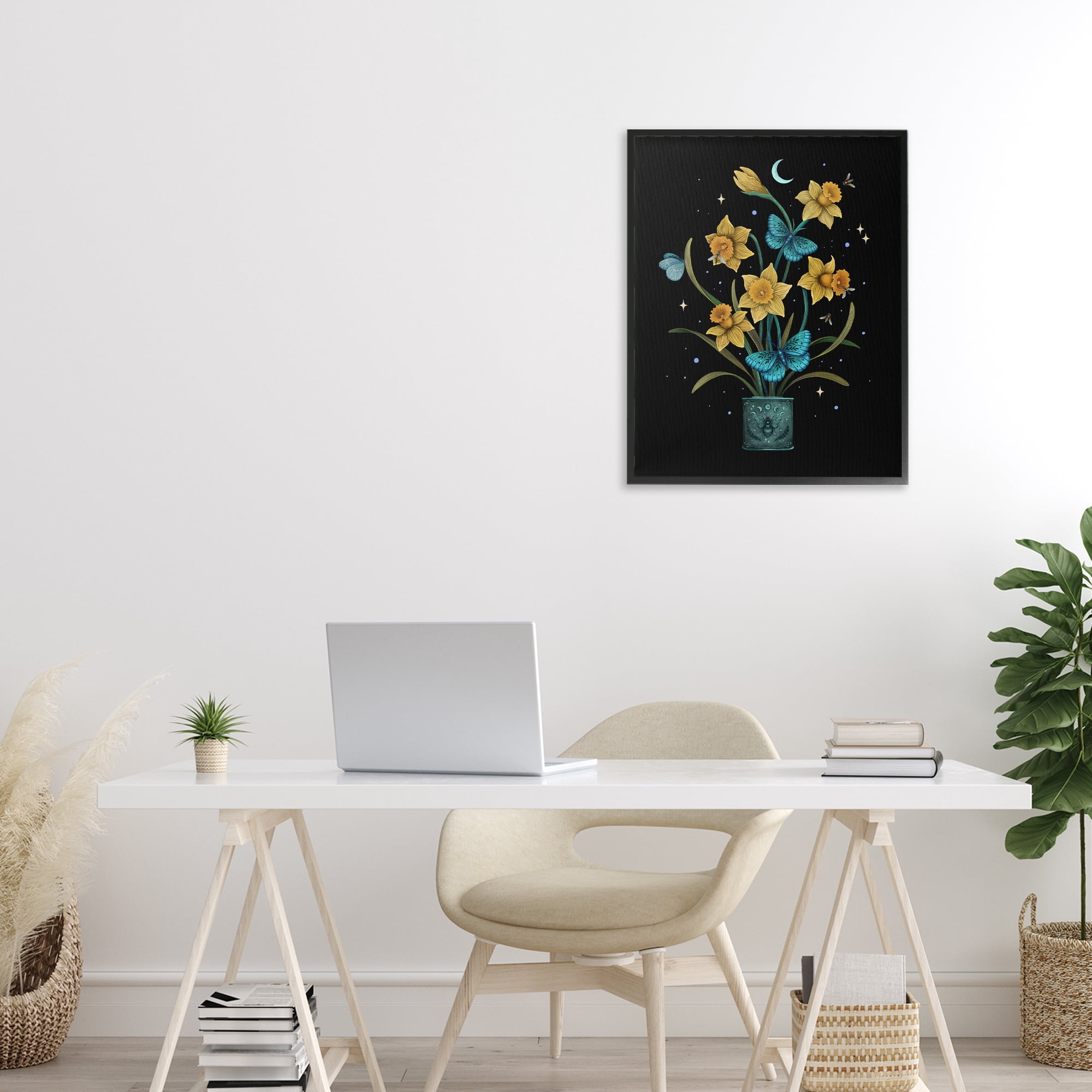 Stupell Industries Mystical March Daffodils Black Framed Giclee Art, design by Episodic Drawings