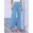 thumbnail image 4 of Women'S Cargo Business Work Casual Trousers with Pockets Light Blue M, 4 of 9