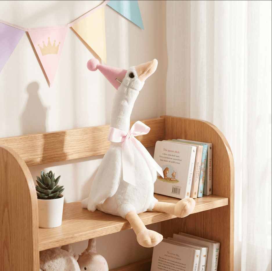8 Sets One Silly Goose 1st Birthday Decoration 15.7 Inch Soft Silly Goose Stuffed Animal Hat with Wood Table Decor for Birthday Party Baby Shower Decoration