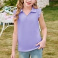 thumbnail image 5 of Abcomgle Girls Ruffle Short Sleeve Polo Shirts V-Neck Collared Girls Golf Shirt Quick Dry Athletic Workout Girls Uniform Shirts, 5 of 6