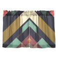 thumbnail image 7 of Yayeee Kitchen Curtains Tier Pair Light Filtering 27"x24" Rod Pocket Short Cafe Window Panel, Green Geometric, 7 of 7