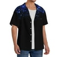 thumbnail image 2 of Sigee Black Blue Glitter Sparkles for Men's Casual Short Sleeve Button Down Shirts Men's Shirts Summer-4X-Large, 2 of 5