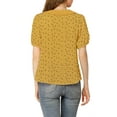 thumbnail image 4 of INSPIRE CHIC Women's Floral Puff Sleeves Pleated Collar Button Down Shirt XL Mustard, 4 of 9