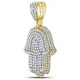 thumbnail image 2 of 10kt Yellow Gold Mens Round Diamond Hamsa Charm Pendant 1-1/4 Cttw, 2 of 2