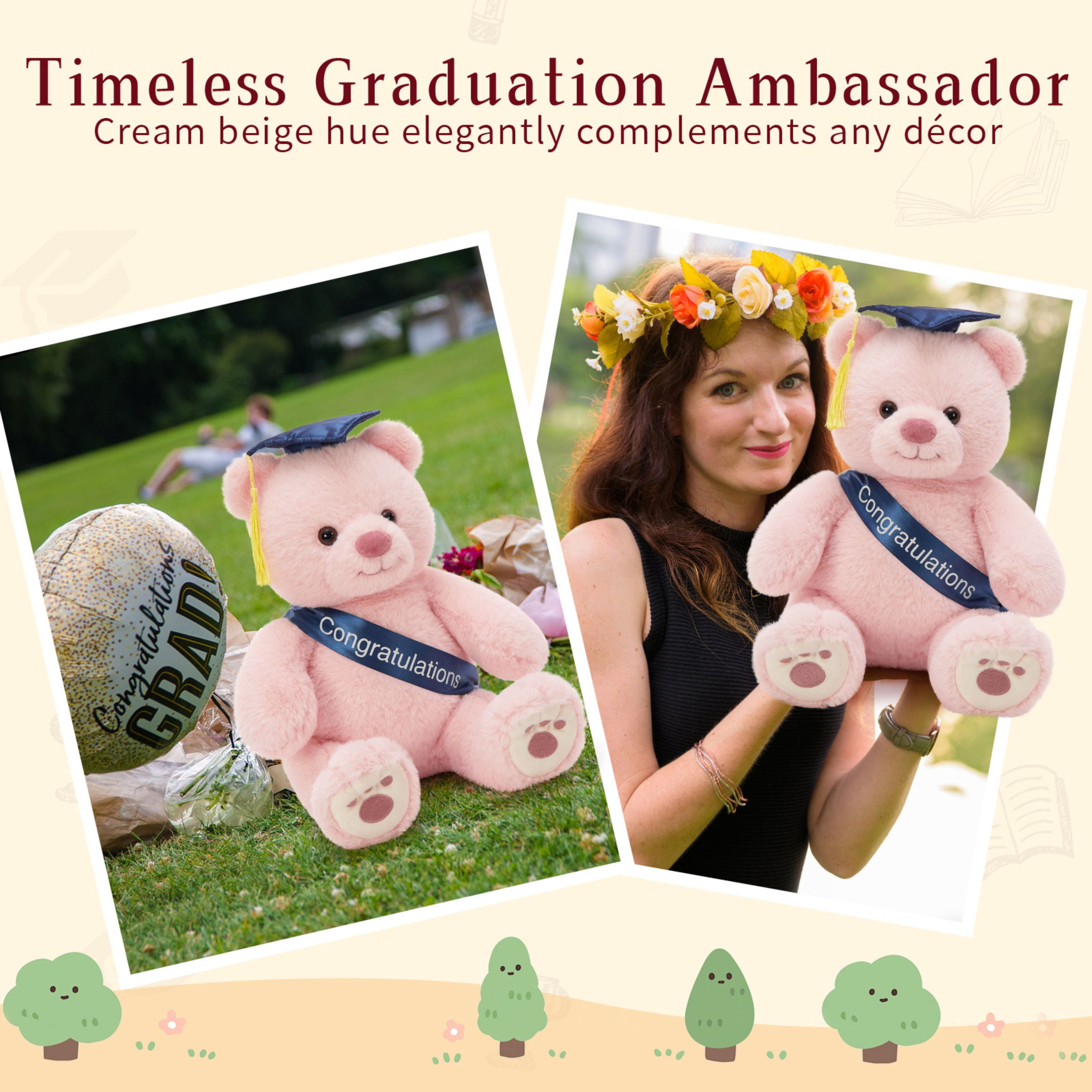 Tezituor 2026 Graduation Teddy Bear Stuffed Animal with Doctoral Cap and Sash Graduation Stuffed Bear Plush Toy