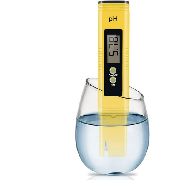 Medidor de PH, Medidor de PH digital de calidad del agua de alta precisión con ATC, Probador de PH de rango de medición de 0-14 para agua potable doméstica, hidroponía, agua de acuario, piscina, Yello JFHHH pequeña