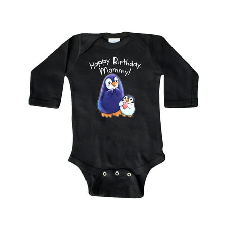 

Inktastic Happy Birthday Mommy!- Cute Penguins Gift Baby Boy or Baby Girl Long Sleeve Bodysuit