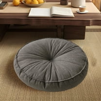 SPOORYYO Thickened Fabric Round Cushion, Lazy Japanese-Style Linen Futon, Balcony Window Tatami Seat Cushion Floor Pouf, Pre Shrunk Linen, 45x45x10cm/17.72x17.72x3.94in (1Pc)