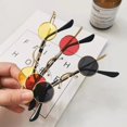 thumbnail image 2 of Ultra Small Frame Round Retro Sunglasses for Men and Women Mini Small Round Frame Table Mirror Traitor Glasses Hip-Hop Sunglasses, 2 of 7