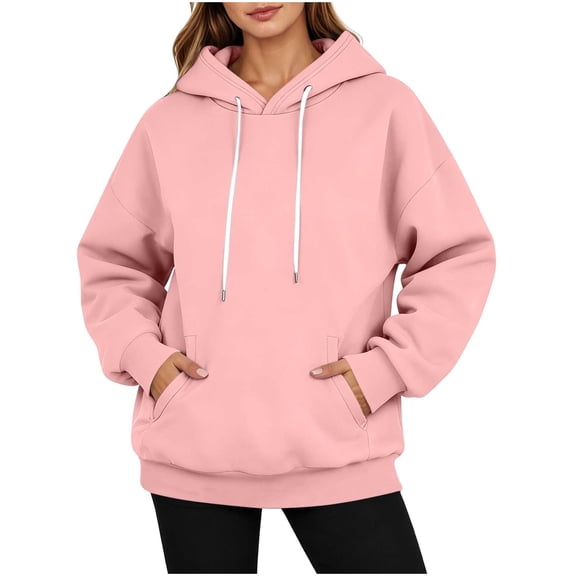 Hoodies for Women Zaewscy Women's Fashionable Loose-fitting Pocket Color Long-sleeved Hooded Sweater For Spring And Winter