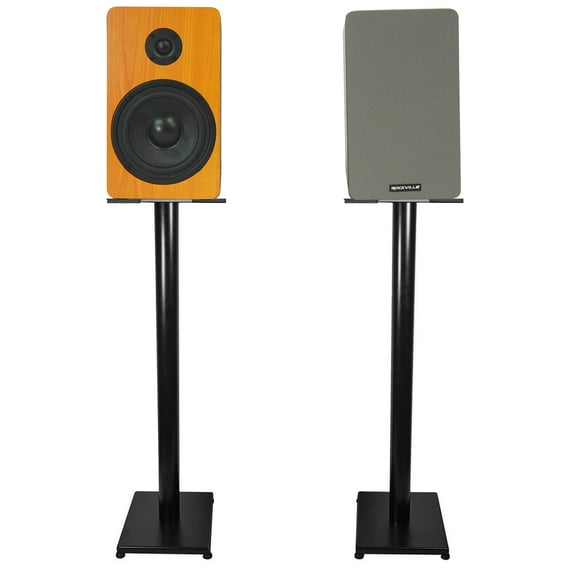 Pair Rockville RockShelf 58C Classic 5.25" Home Bookshelf Speakers w/37" Stands