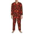 thumbnail image 3 of Naloa Tomatoes And Chili Men’s Pajamas Set - Long Sleeve Button Down Sleep Shirt and Pajama Bottoms Sleepwear Set-Large, 3 of 7